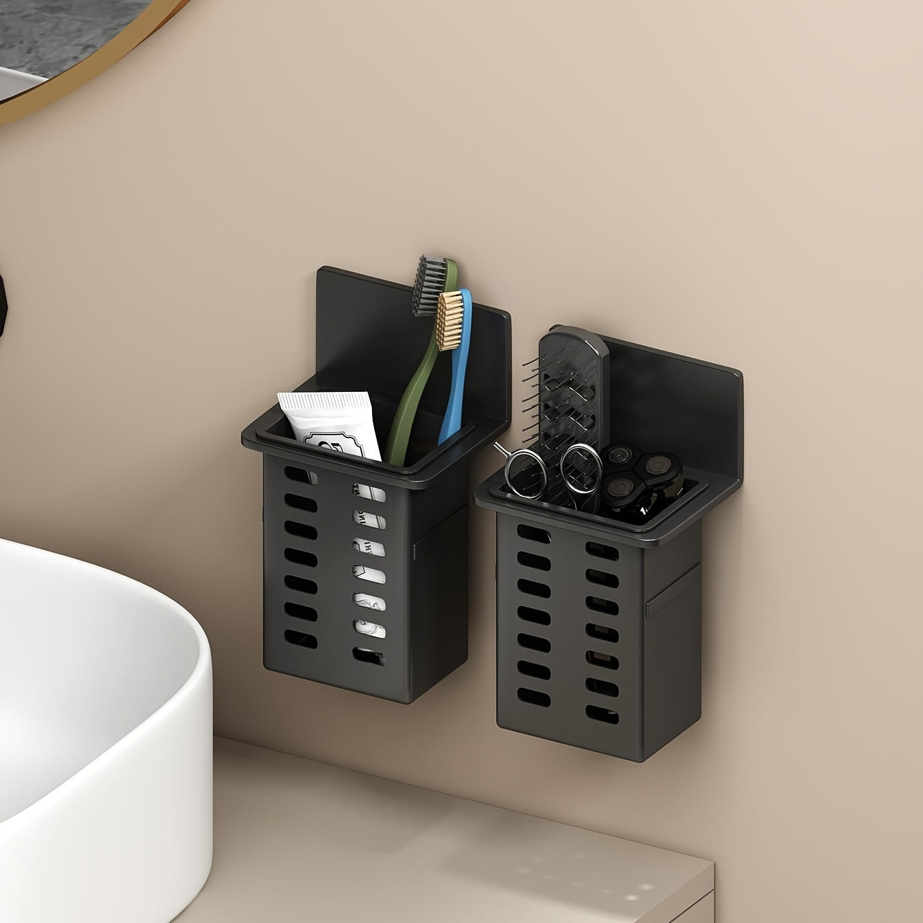 ChicStore - Black Wireless Wall Storage for Beauty Products