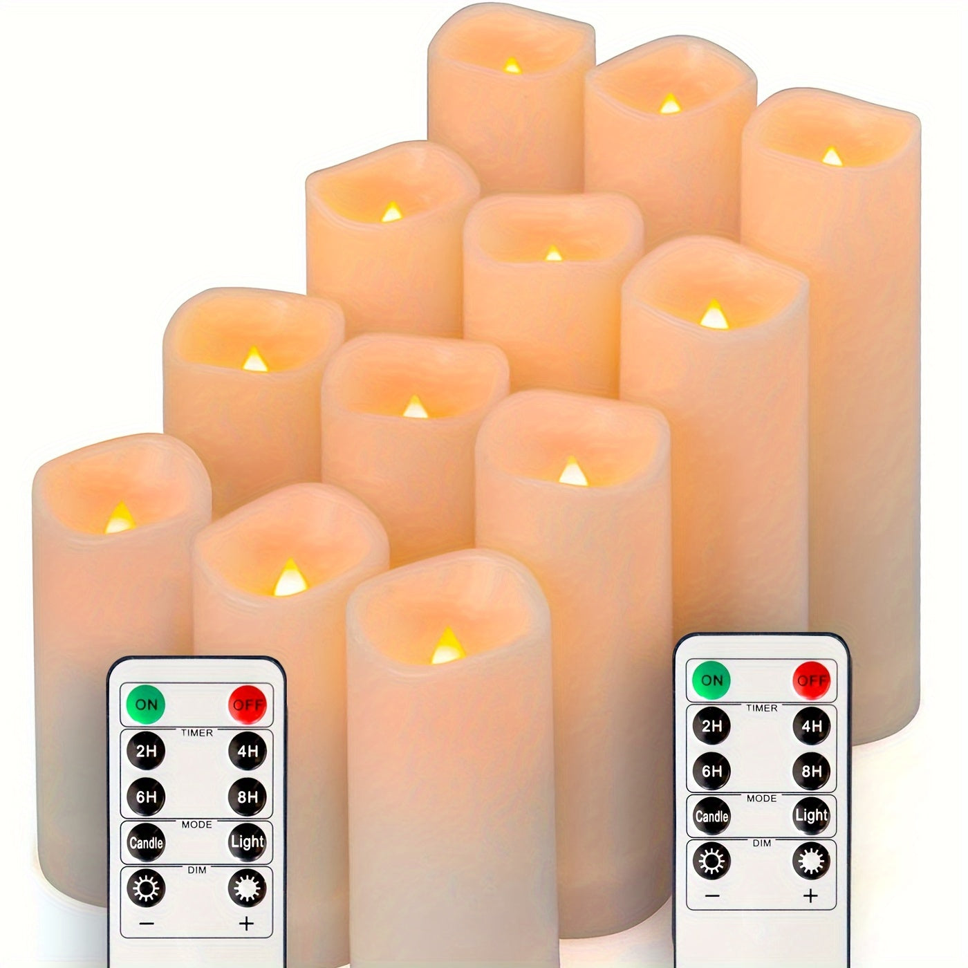 GlowFlame - Set of 12 LED lights with remote control