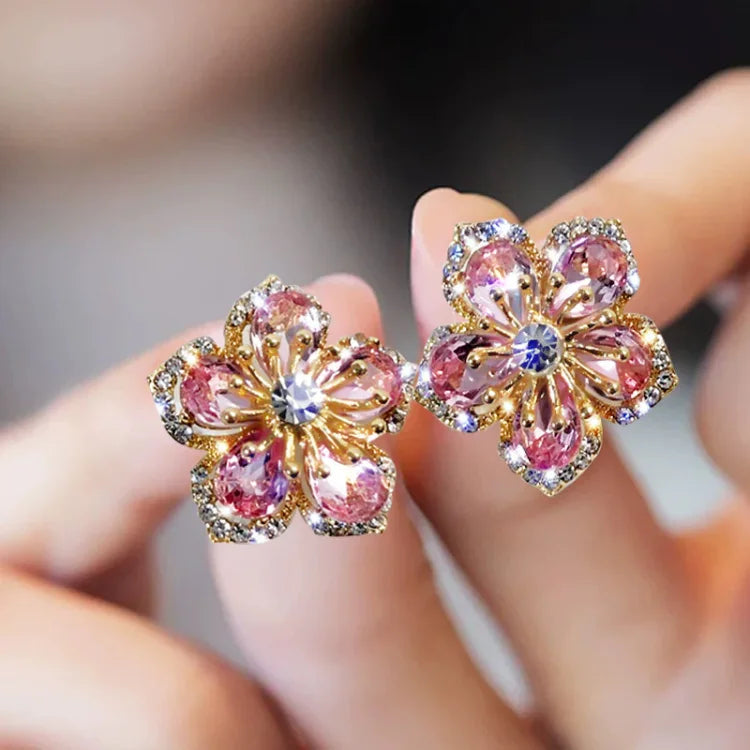 Floral Zirconia Earrings - Flora Elegance