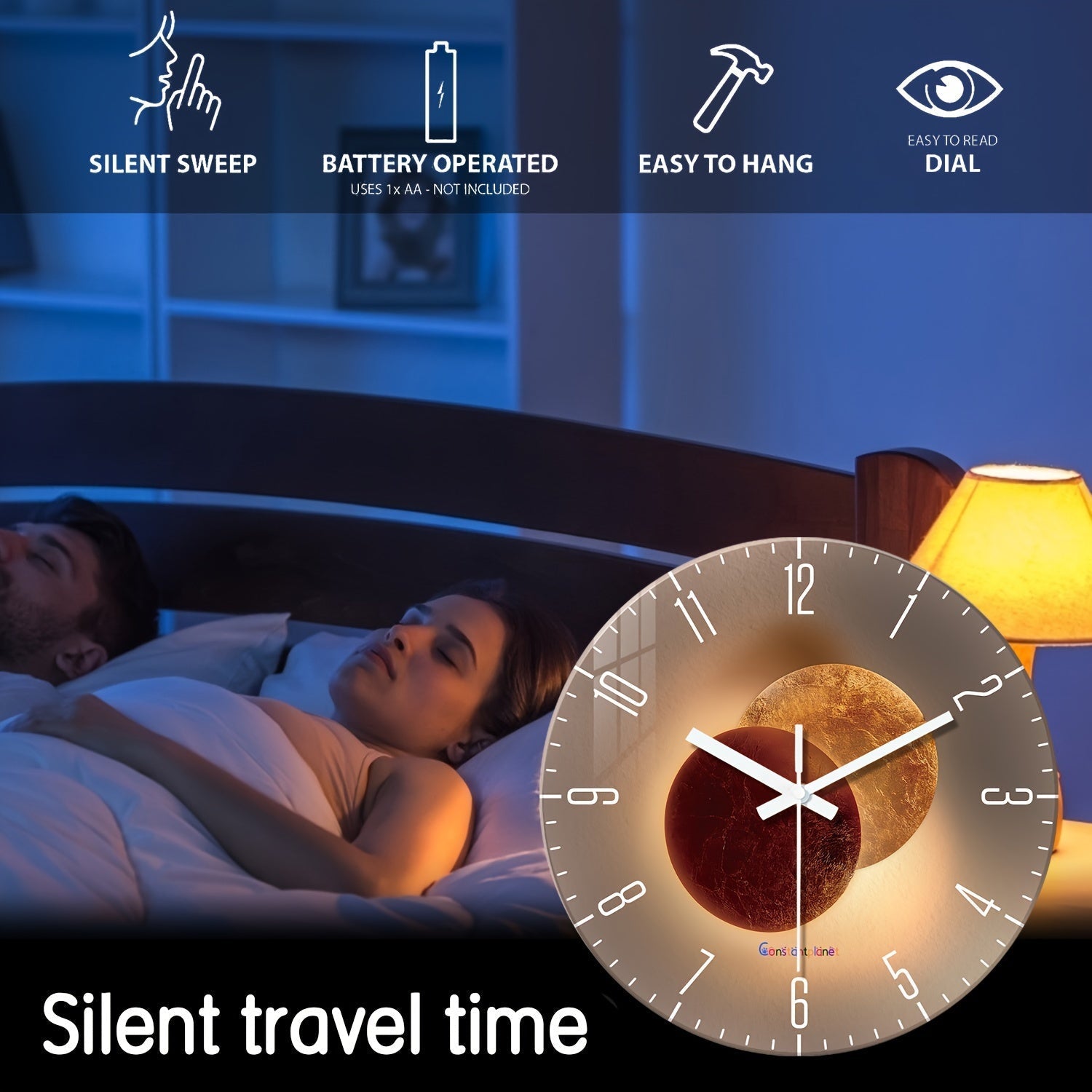 CosmicLight Clock – Design Wall Clock with Planet Theme