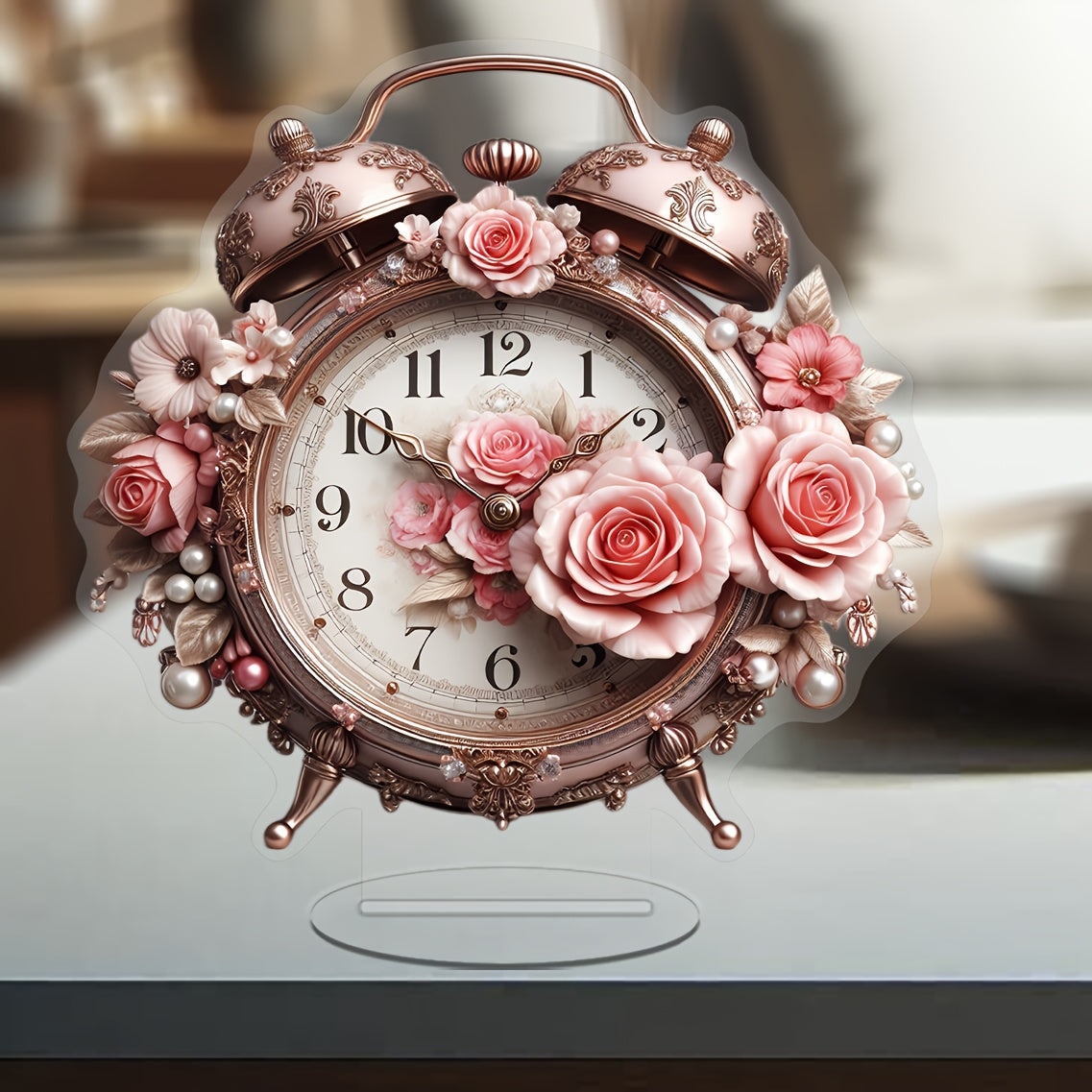 BohoBloom Clock - Vintage Floral Wall Clock for the Table
