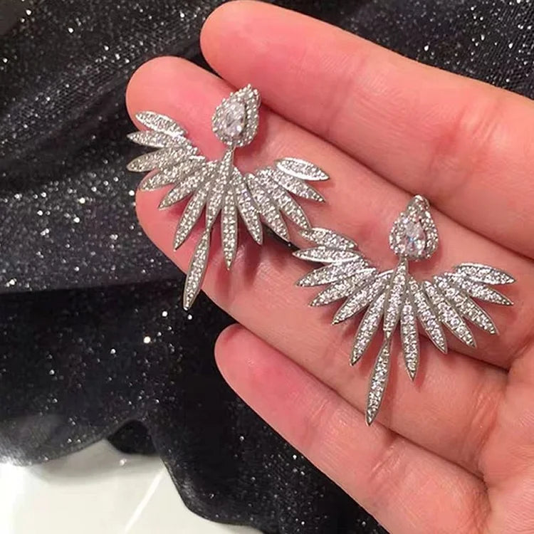 Elegant Celeste Silver Angel Wing Earrings