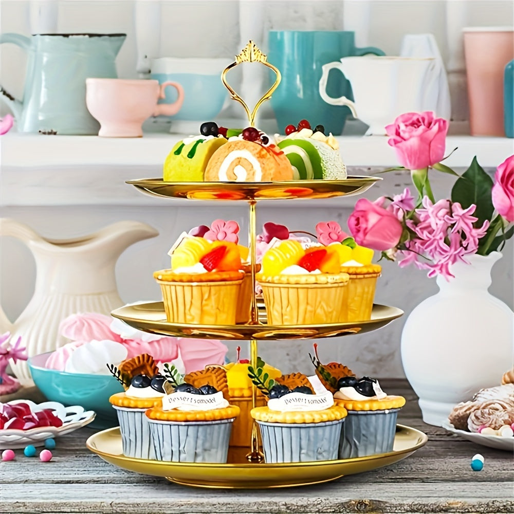 SteelTower - Elegant Three-Piece Serving Platter for Parties