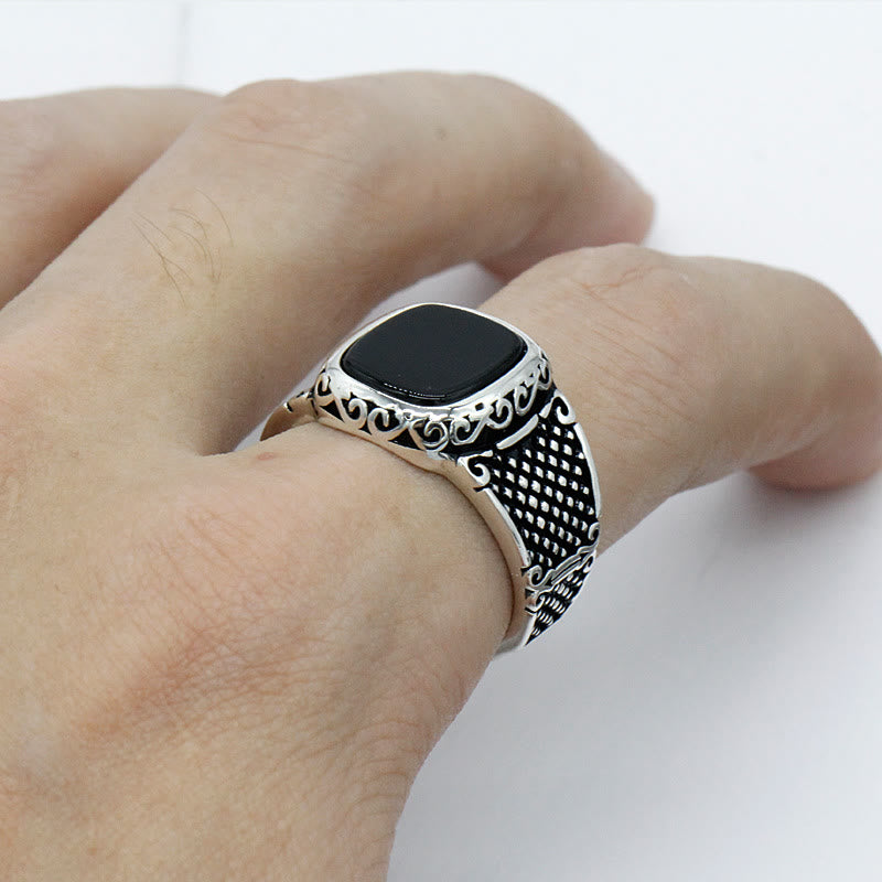 Elegant Black Onyx and Silver Ring for the Modern Man - Max
