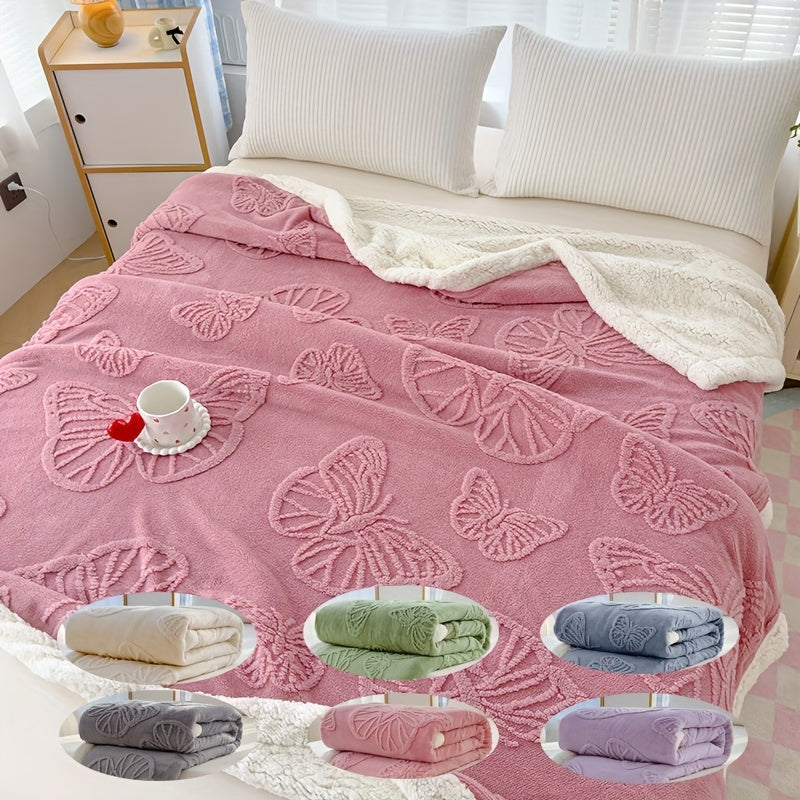 Cozy Luxe – Soft fleece throw with butterfly design
