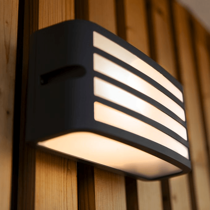 ZebraGlow Outdoor Lamp - Black Grid E27 Wall Light