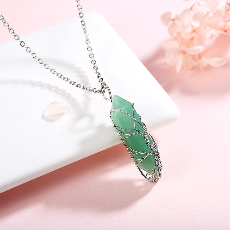 Elegant Tree of Life Gemstone Necklace with Sparkling Crystals - Elara 
