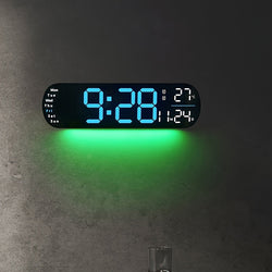 LumoView Klocka - Snygg LED Väggklocka med Datum & Temperatur