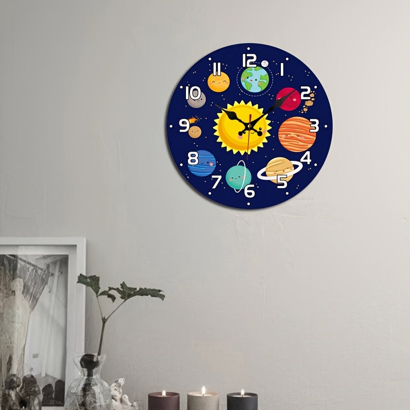 CosmicTime Clock – Rustic Solar System Wall Clock