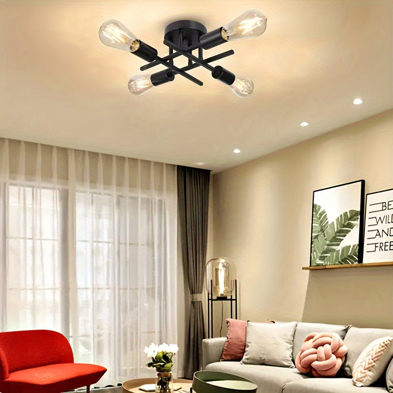 SatelliteLight – Modern Industrial Ceiling Lamp in Black Iron