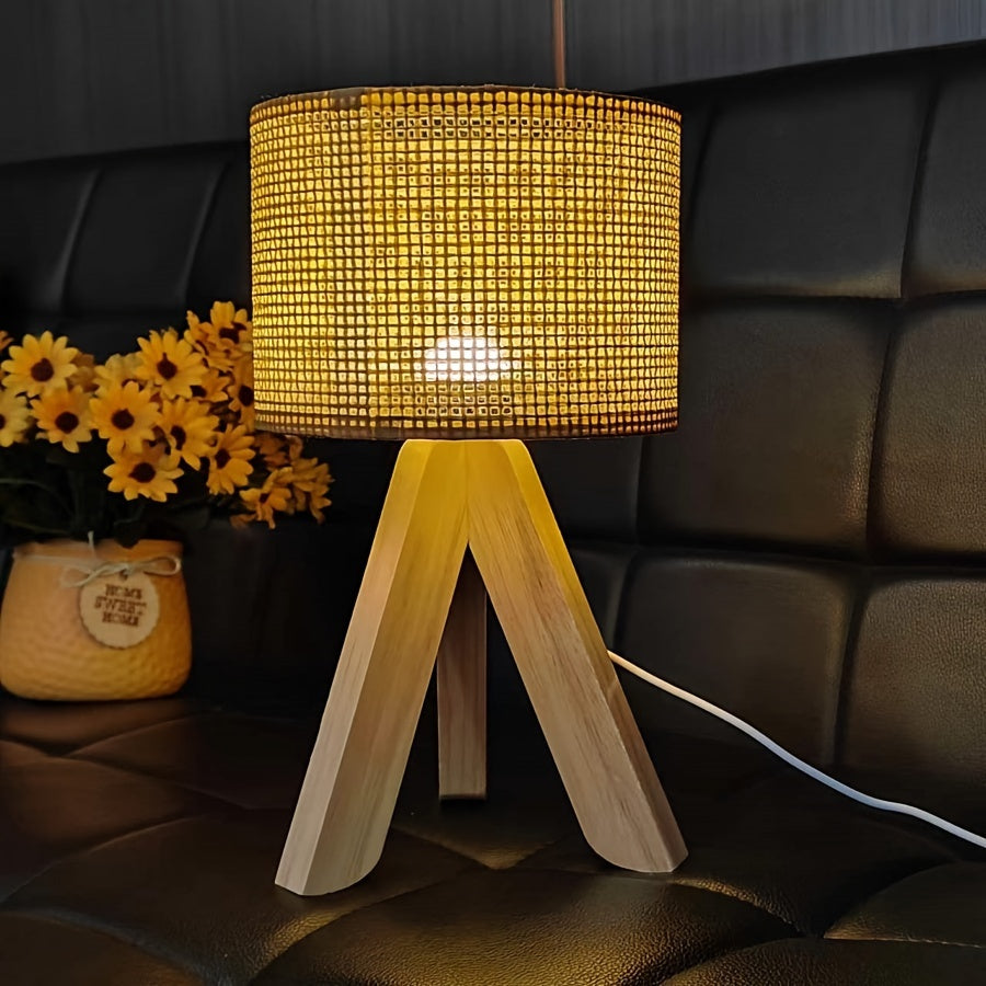 DecoGlow Lamp - Wooden Table Lamp with USB Charger