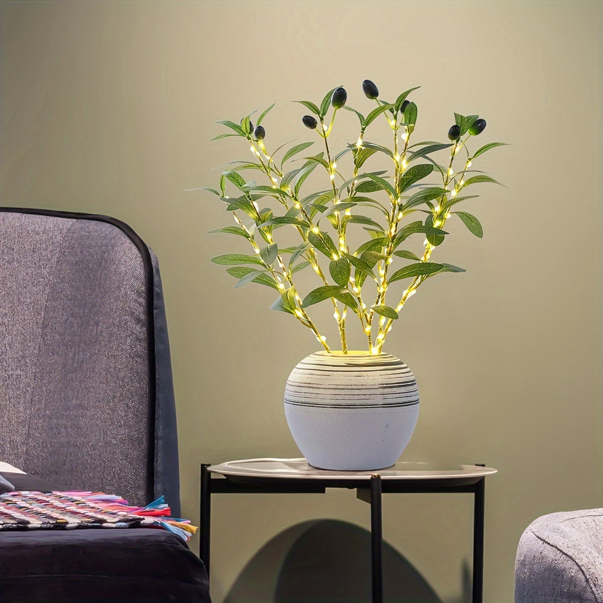 LumiTak – Elegant Olive Ceiling LED Table Lamp