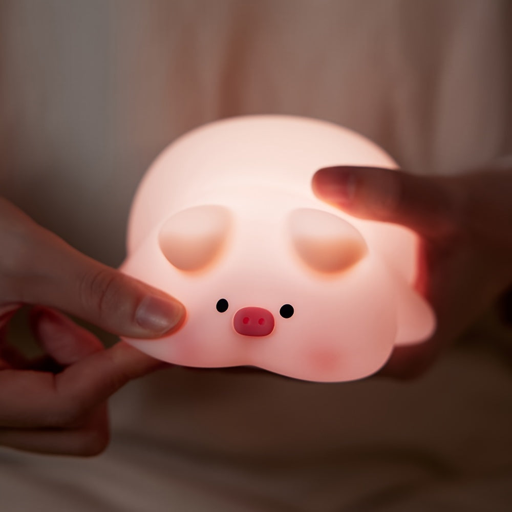 PiggyGlow – Cute Silicone Night Light, USB Rechargeable