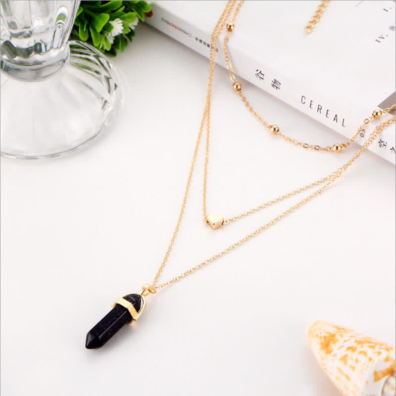 Aurora Hexagon Gemstone Necklace of Natural Crystals