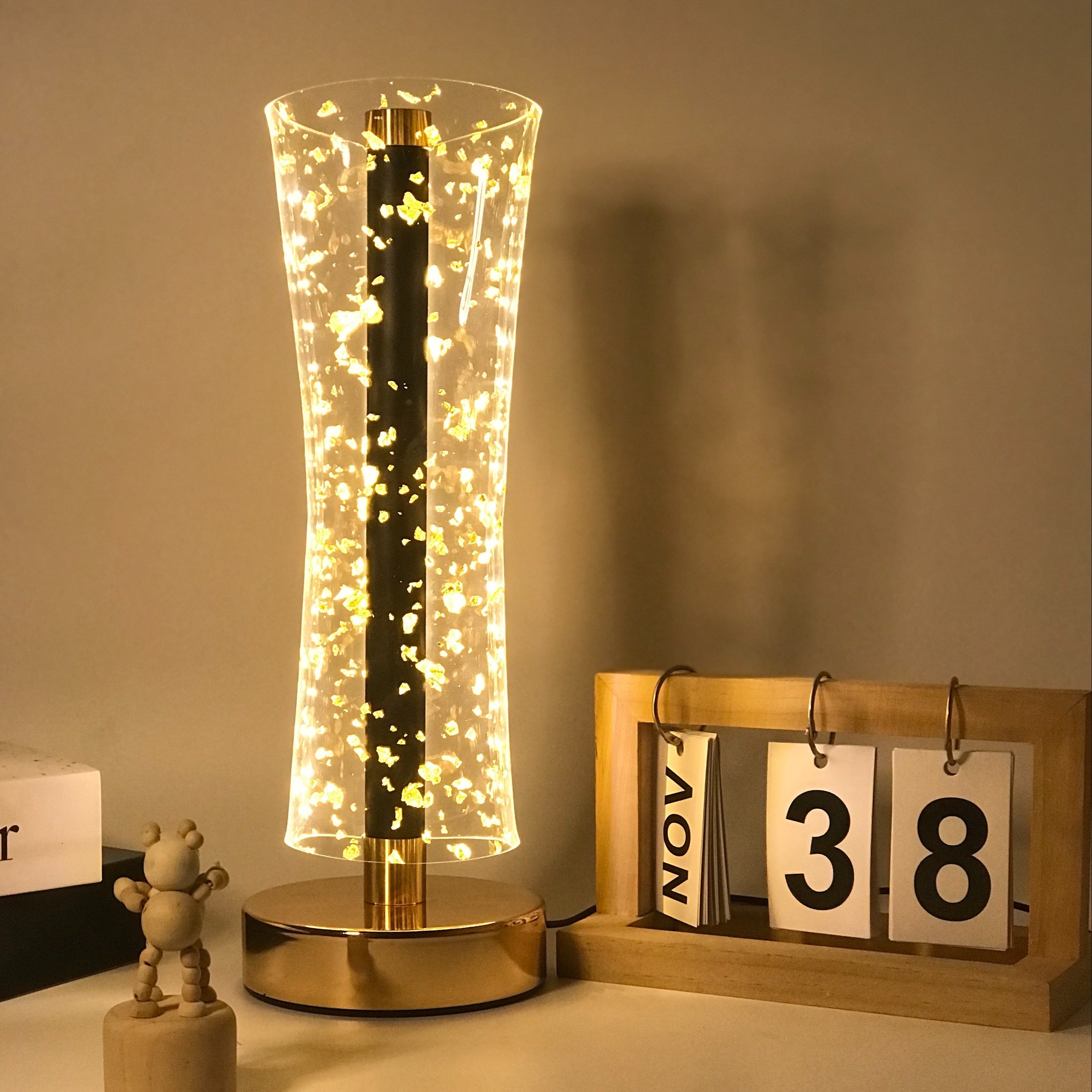 RadiantGlow Lamp - Luxurious Acrylic Table Lamp with Golden Accents