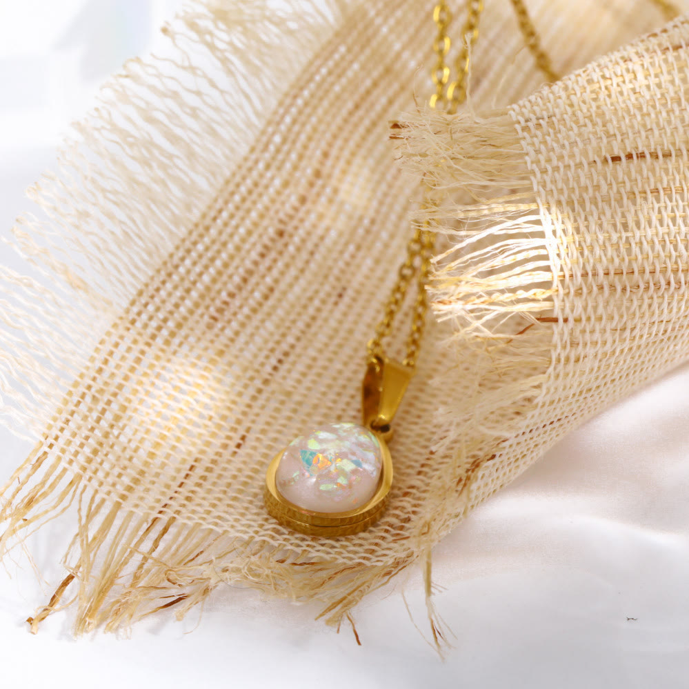 Eloise 18K Natural Opal Drop Pendant Necklace - A Captivating Elegance