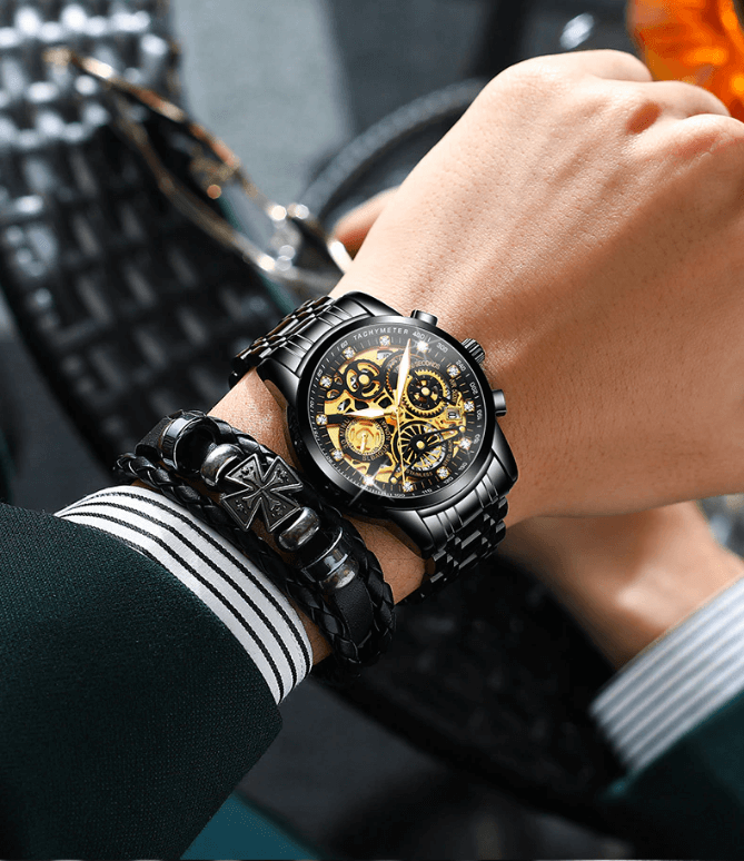 SkeletonWatch - Stylish Men's Watch with Black Design