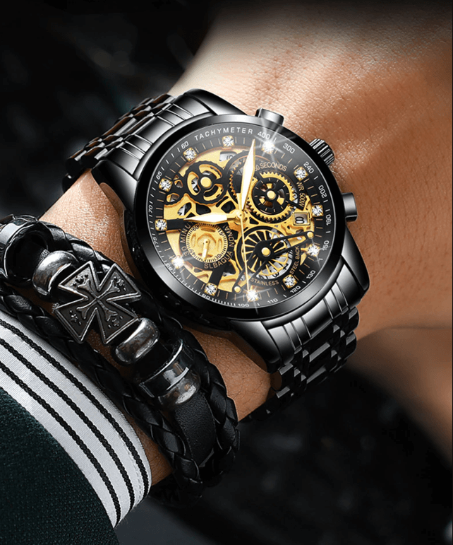 SkeletonWatch - Stylish Men's Watch with Black Design