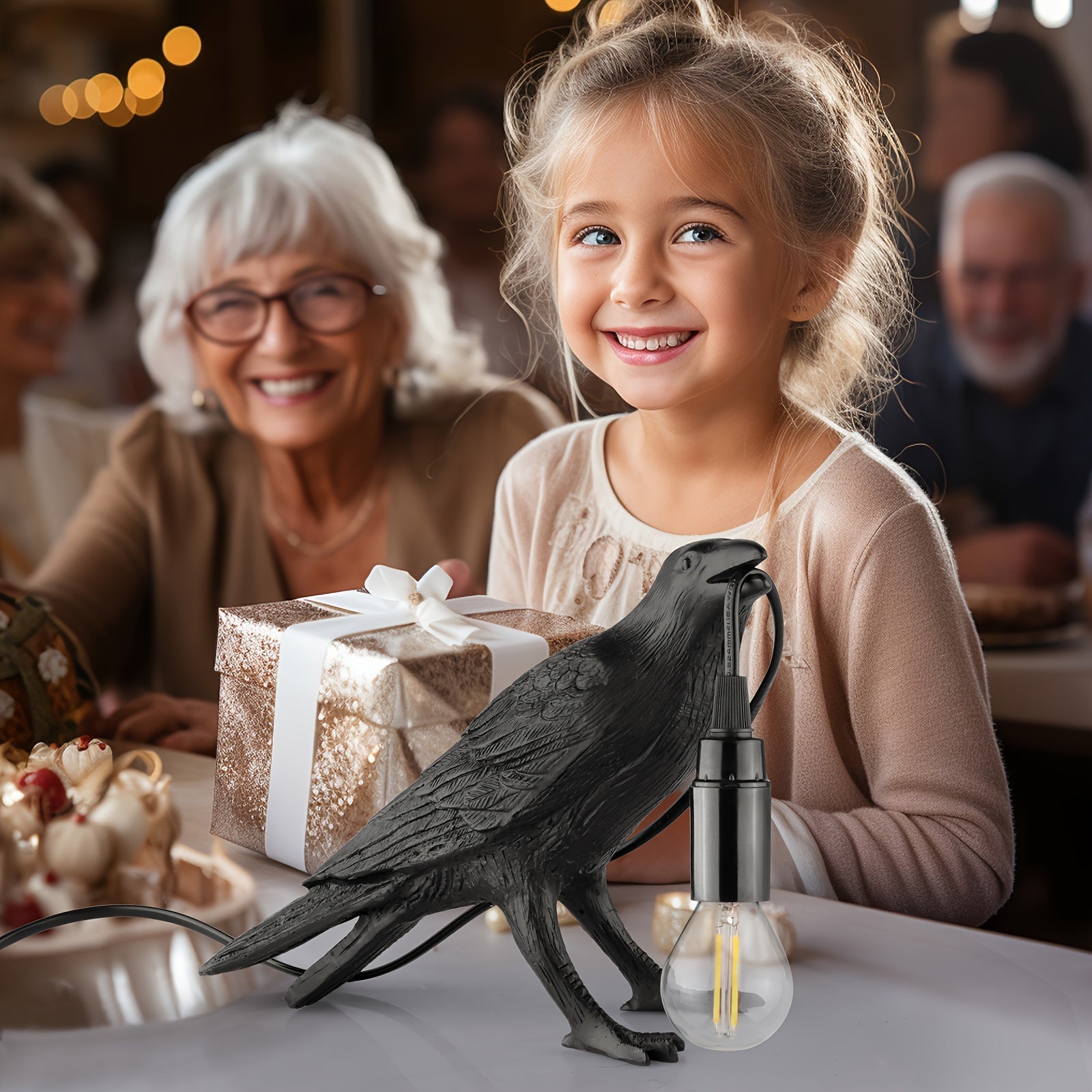 RavenLicht Lamp - Elegant Raven Table Lamp with USB