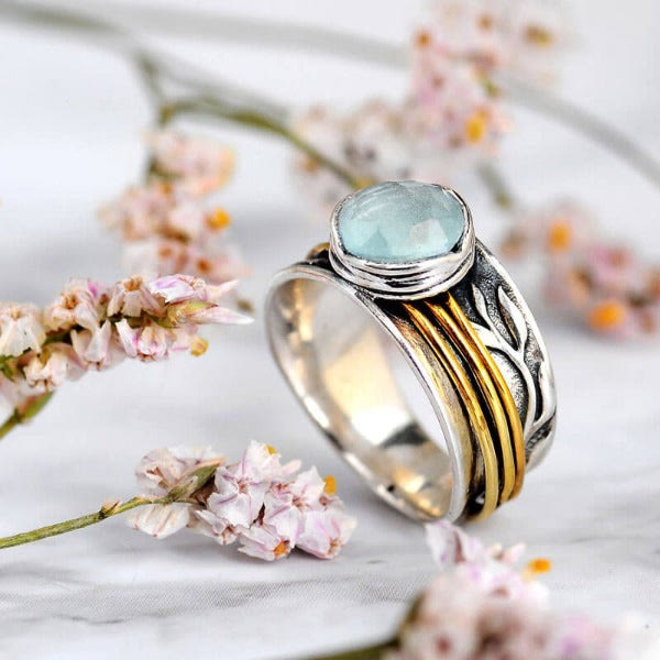 Enchanting Aquamarine Spinning Ring - Selene Design 