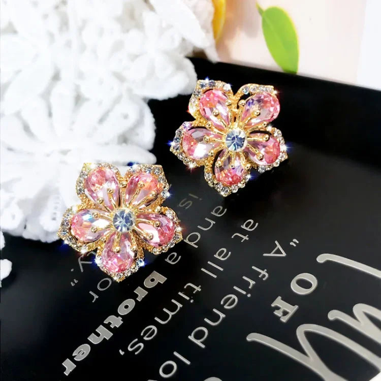 Floral Zirconia Earrings - Flora Elegance