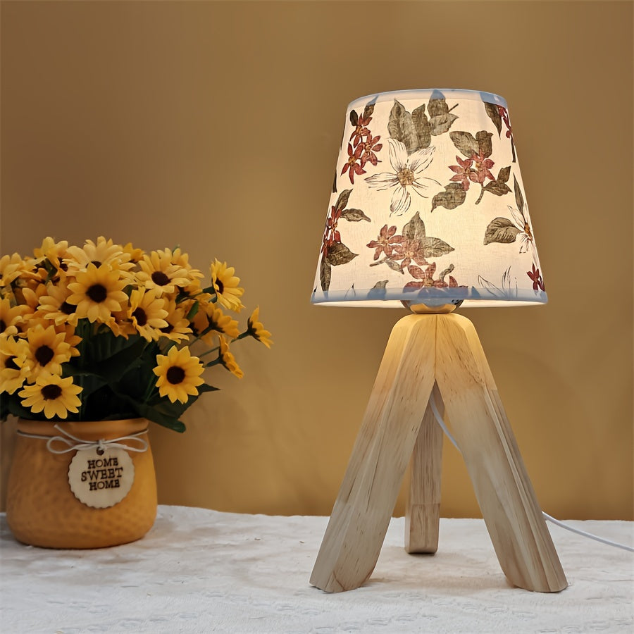 FloralGlow Lamp - Elegant LED Table Lamp with Wood