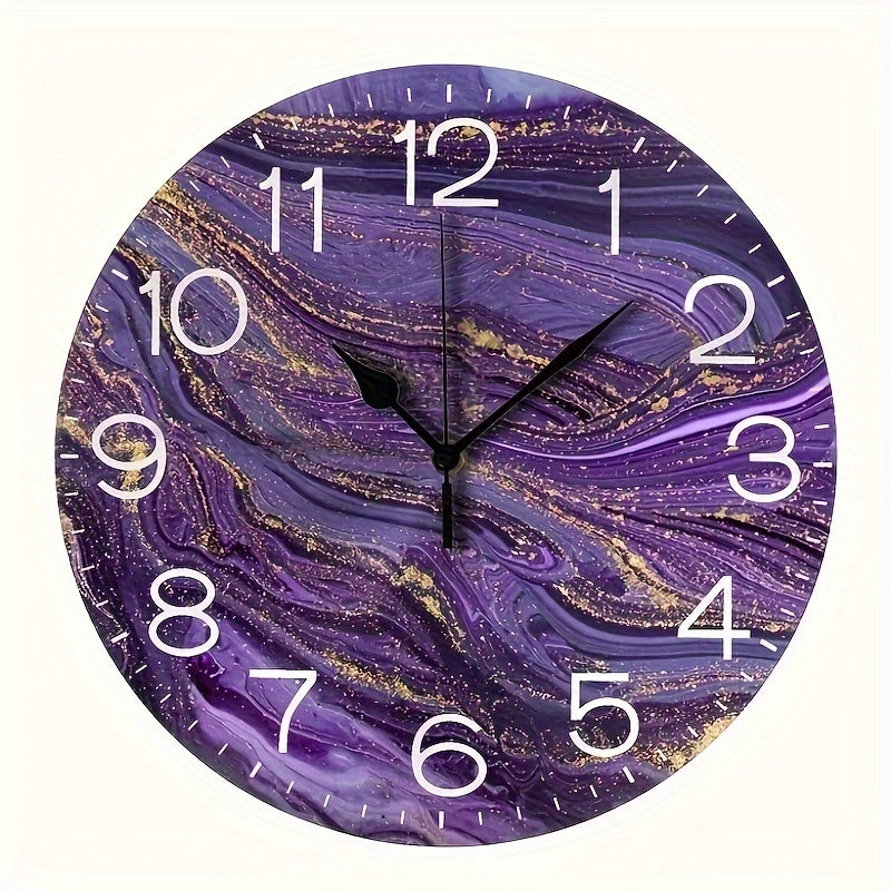 VioletGlow Clock - Abstract Wall Clock with Golden Details