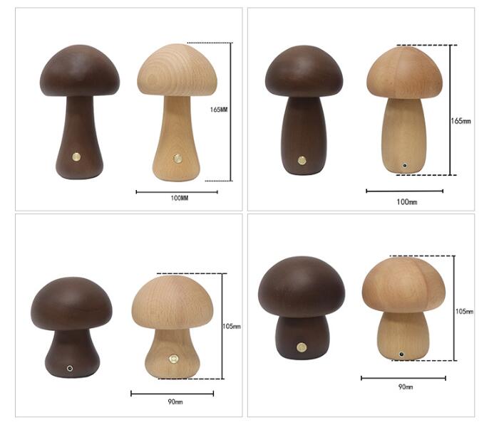 Mushroomlight - Draadlös Trä Svamp LED Nattlampa