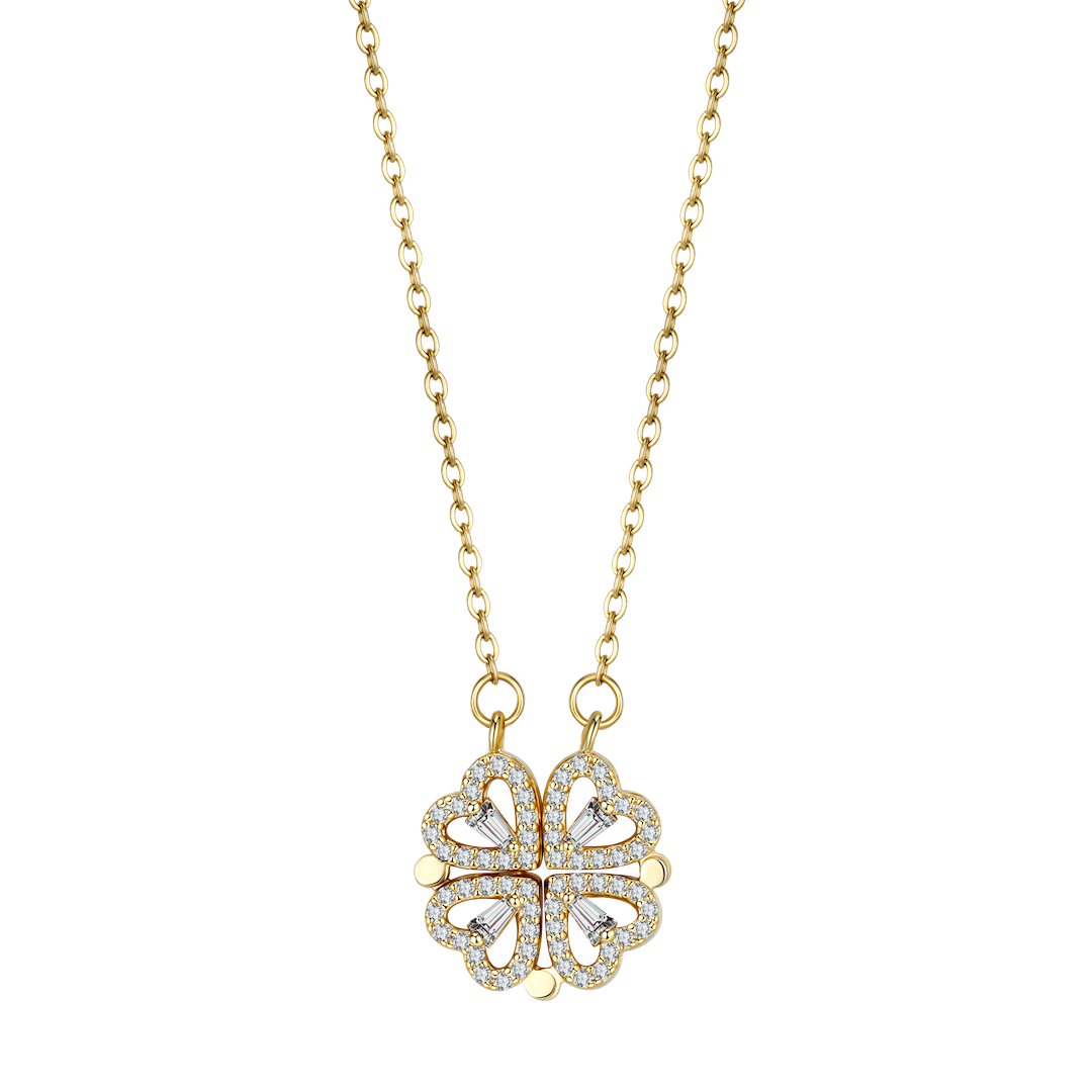 Lucky Charm Necklace - Elegant Heart-Shaped Chain in Gold