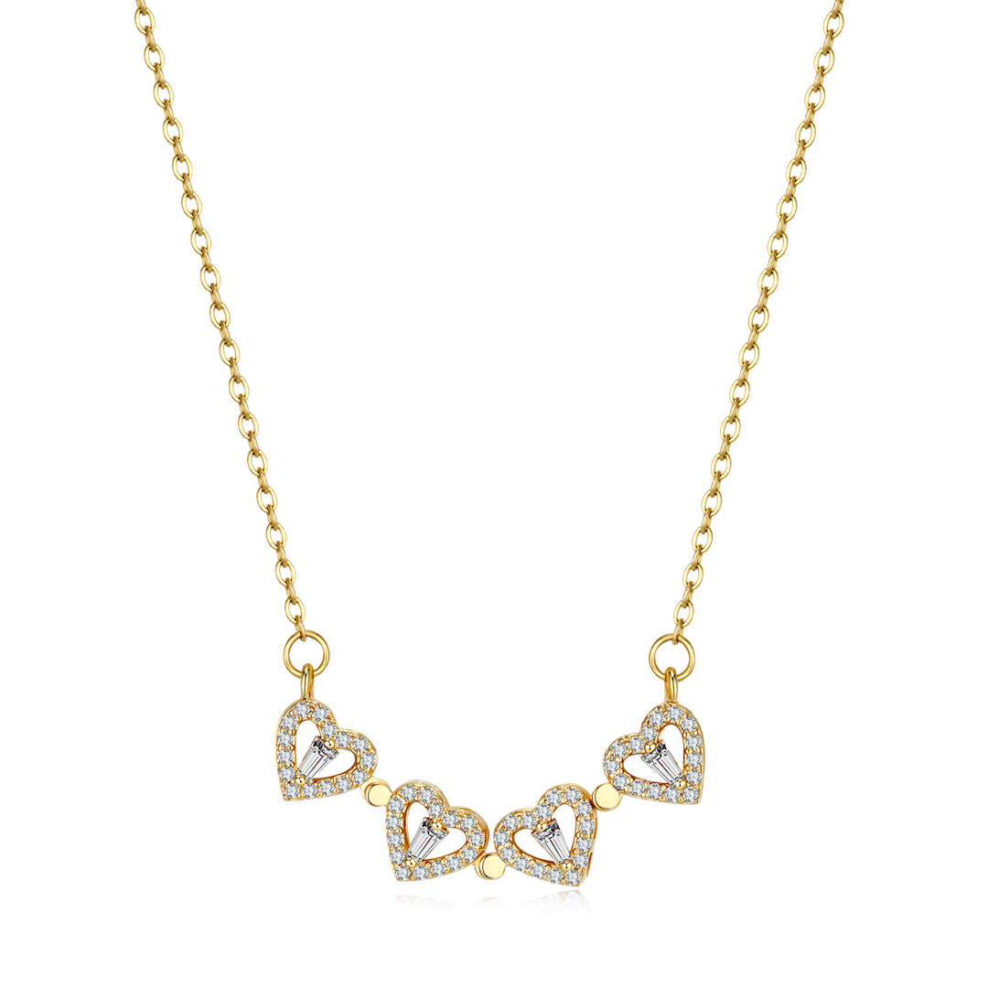 Lucky Charm Necklace - Elegant Heart-Shaped Chain in Gold