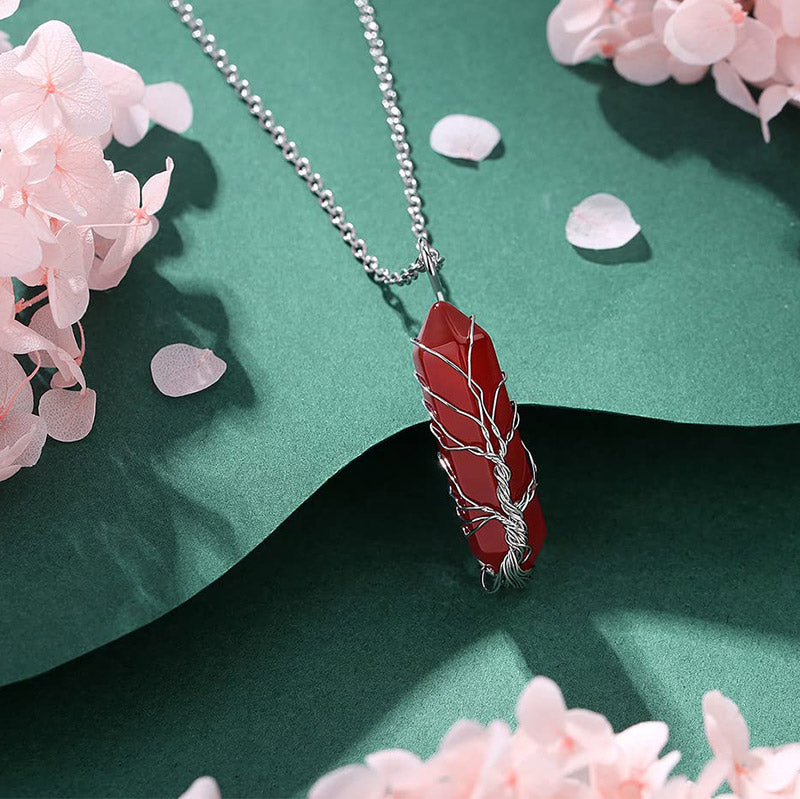 Elegant Tree of Life Gemstone Necklace with Sparkling Crystals - Elara 
