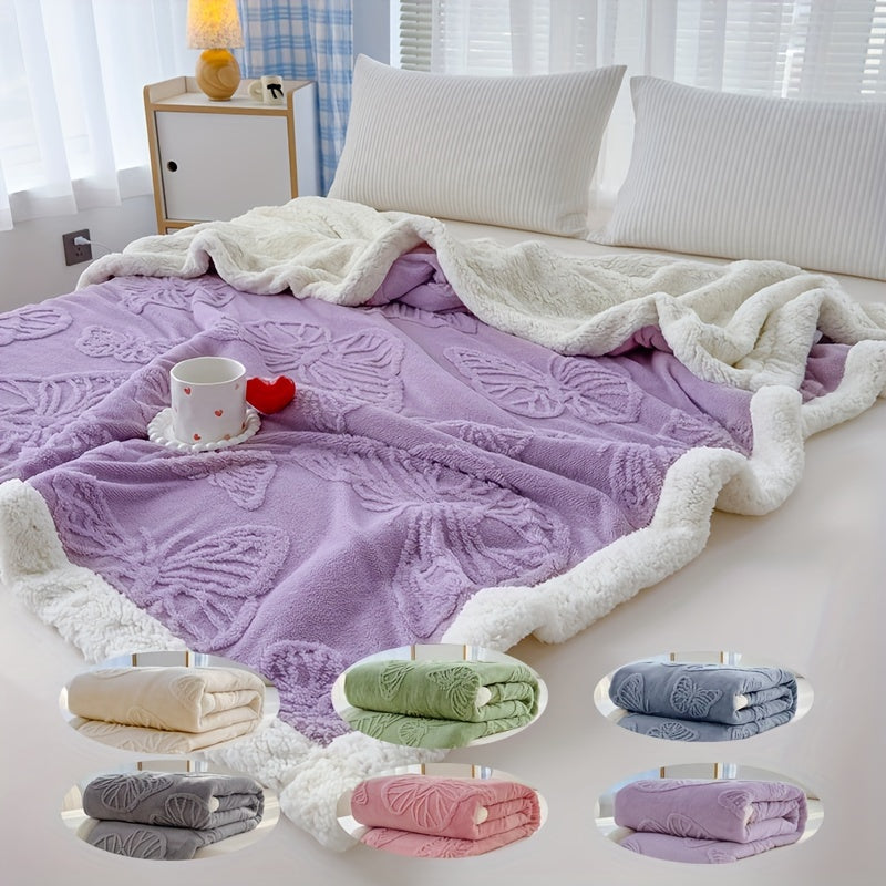 Cozy Luxe – Soft fleece throw with butterfly design