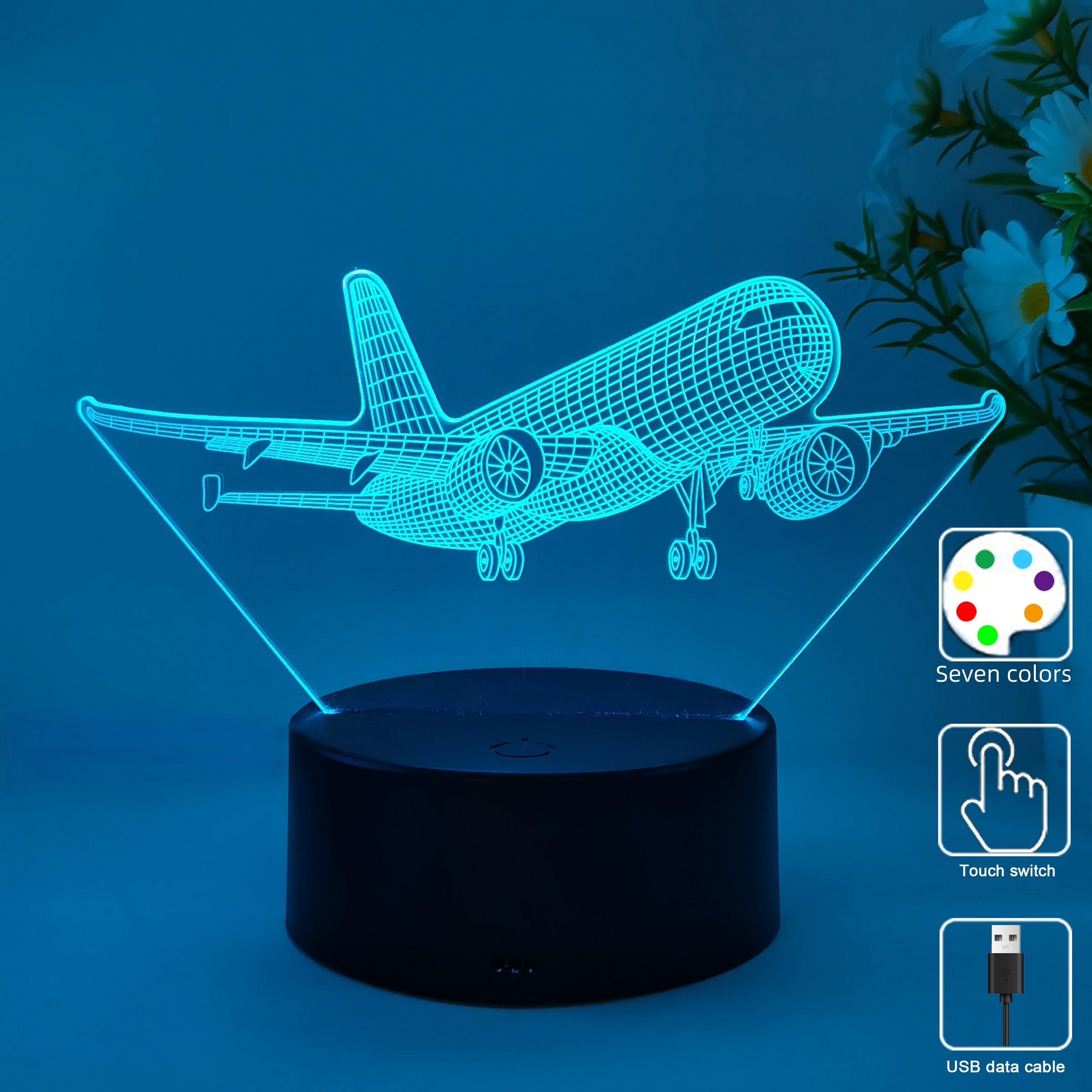 SkyGlow – 3D Flygplan LED Nattlampa med USB