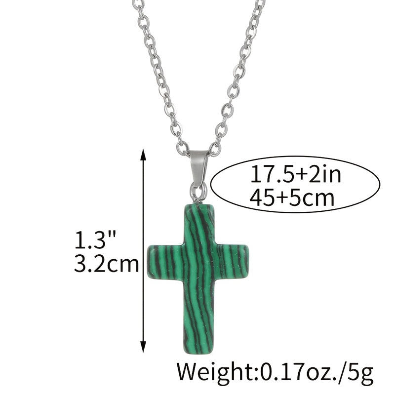 Seraphina Natural Gemstone Cross Necklace - A Spiritual Jewelry Experience