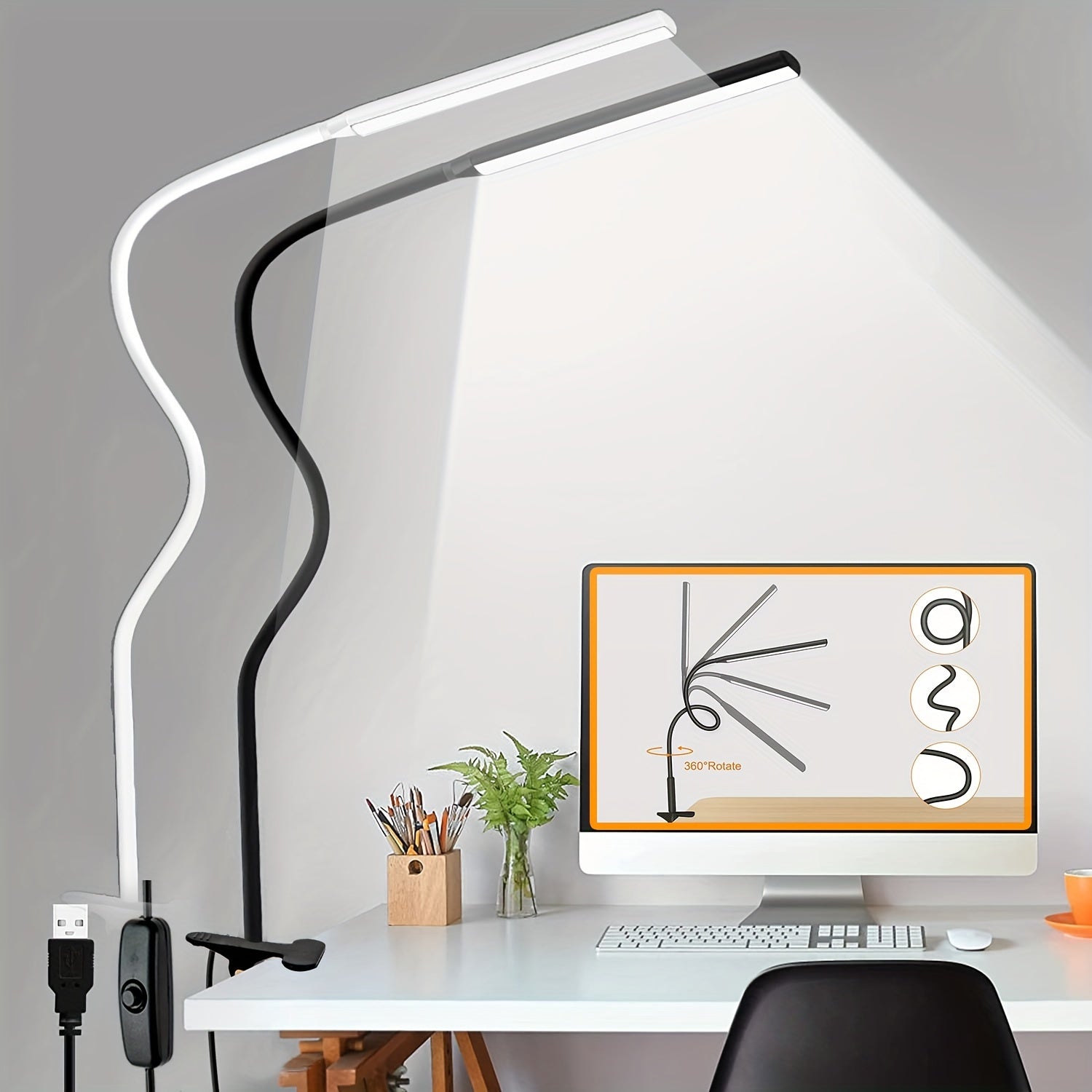 FlexiGlow - Adjustable LED Desk Lamp with Clamp