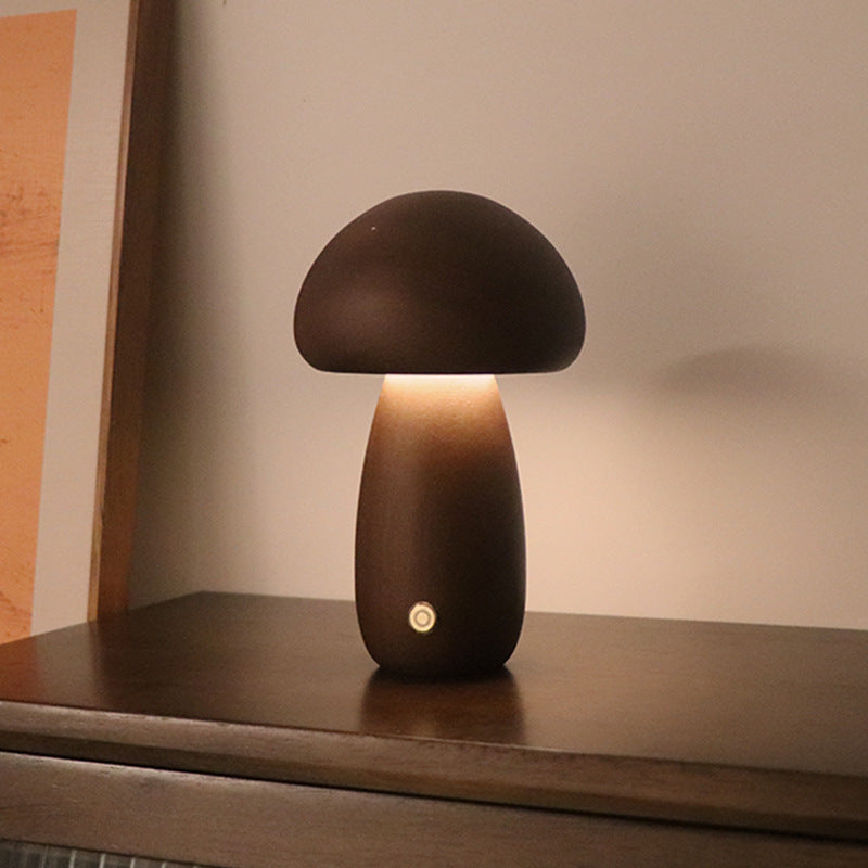 Mushroomlight - Draadlös Trä Svamp LED Nattlampa