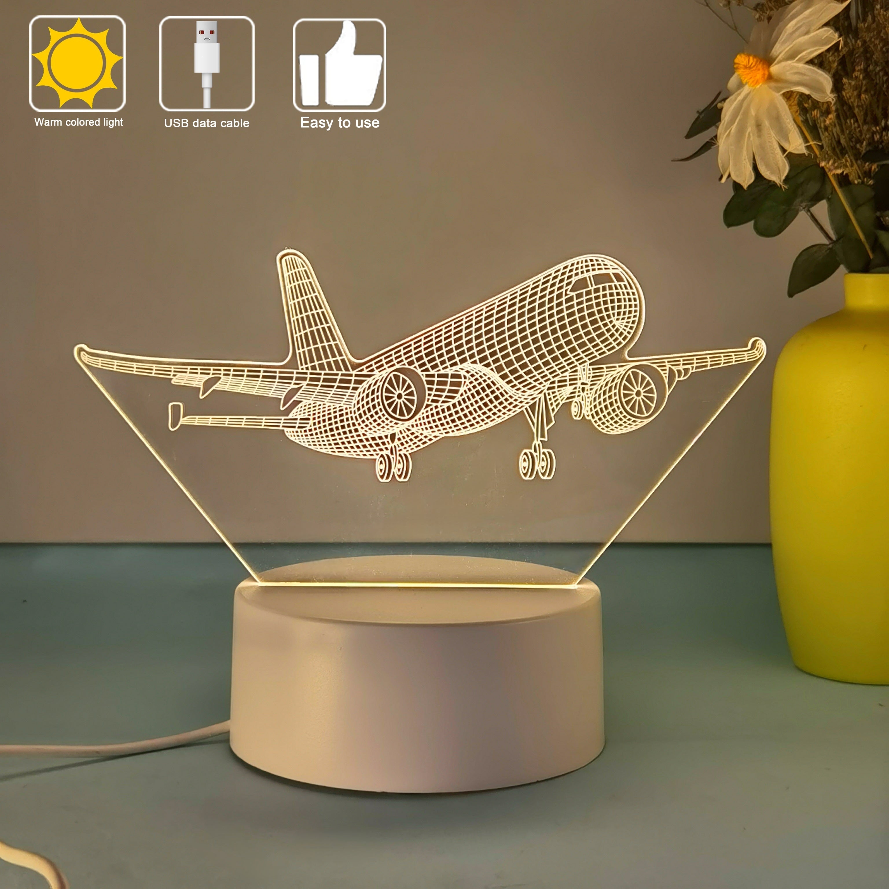 SkyGlow – 3D Flygplan LED Nattlampa med USB