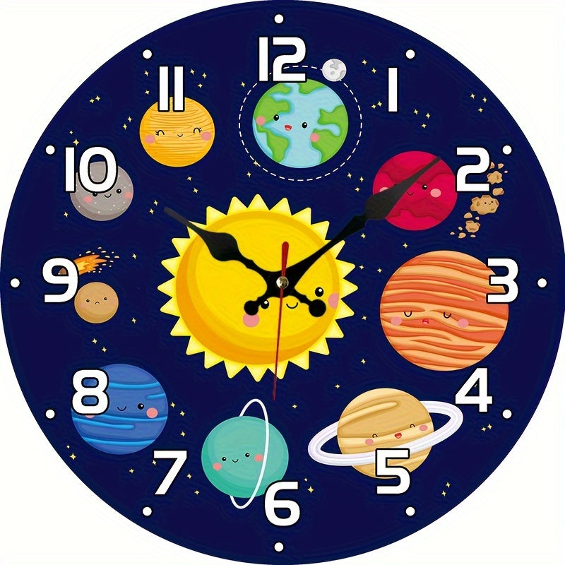 CosmicTime Clock – Rustic Solar System Wall Clock
