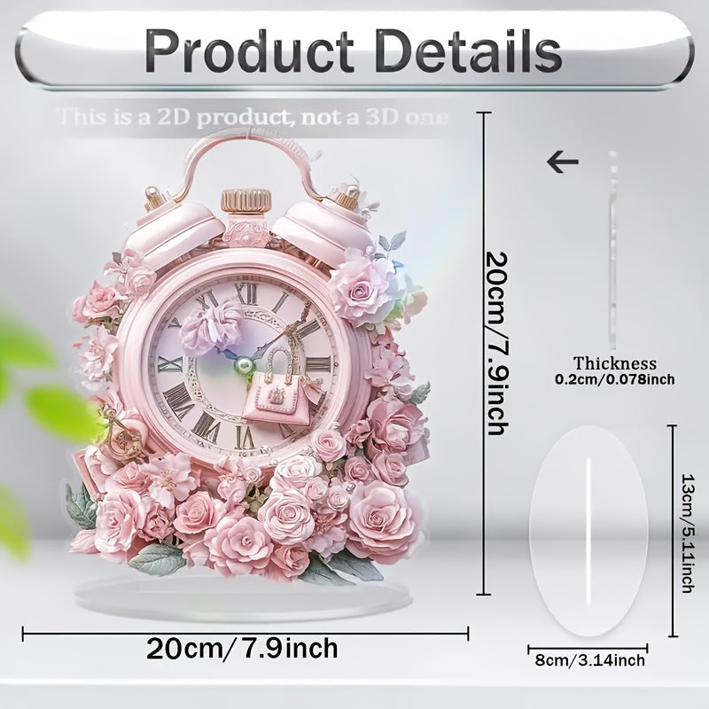 BohoClock – Stylish Pink Flower Clock with Acrylic