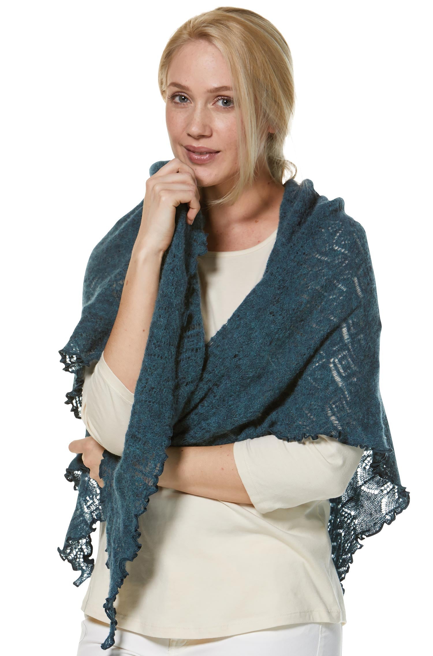 SoftWeave Shawl - Elegant Openwork Knitting in Lightweight Fabric