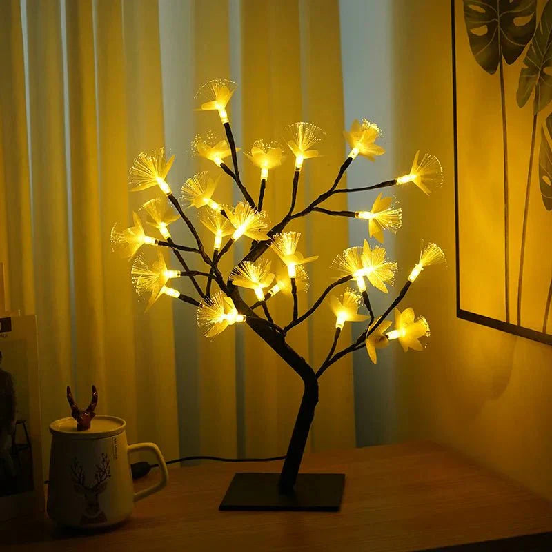 BonsaiGlow Table Lamp - Captivating Fiber Optic Rose Lamp