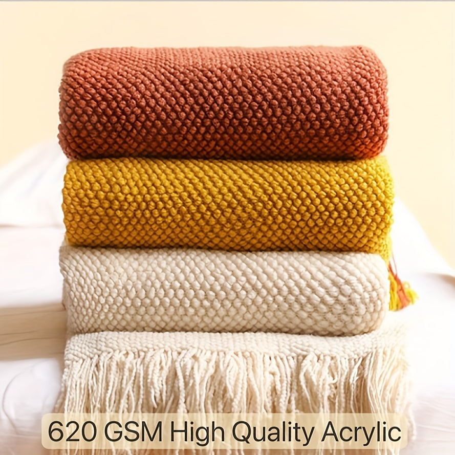 CozyWeave - Stylish Crochet Blanket with Fringes