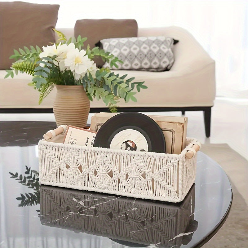 Boho Chic - Natural Cotton Storage Basket for Elegant Decor