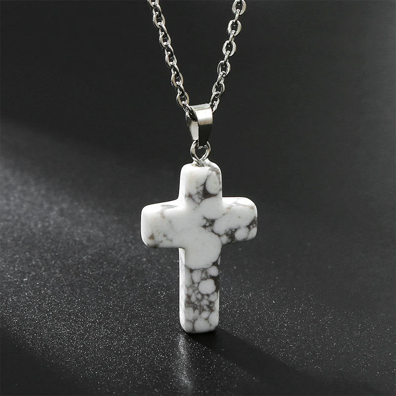 Seraphina Natural Gemstone Cross Necklace - A Spiritual Jewelry Experience