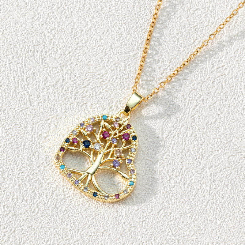 Elegant Luna Tree of Life Pendant in Zirconia - Dazzling Necklace 