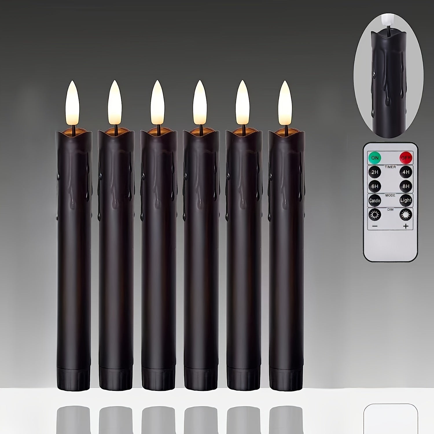 FlameFree - Set of 6 LED lights with remote control