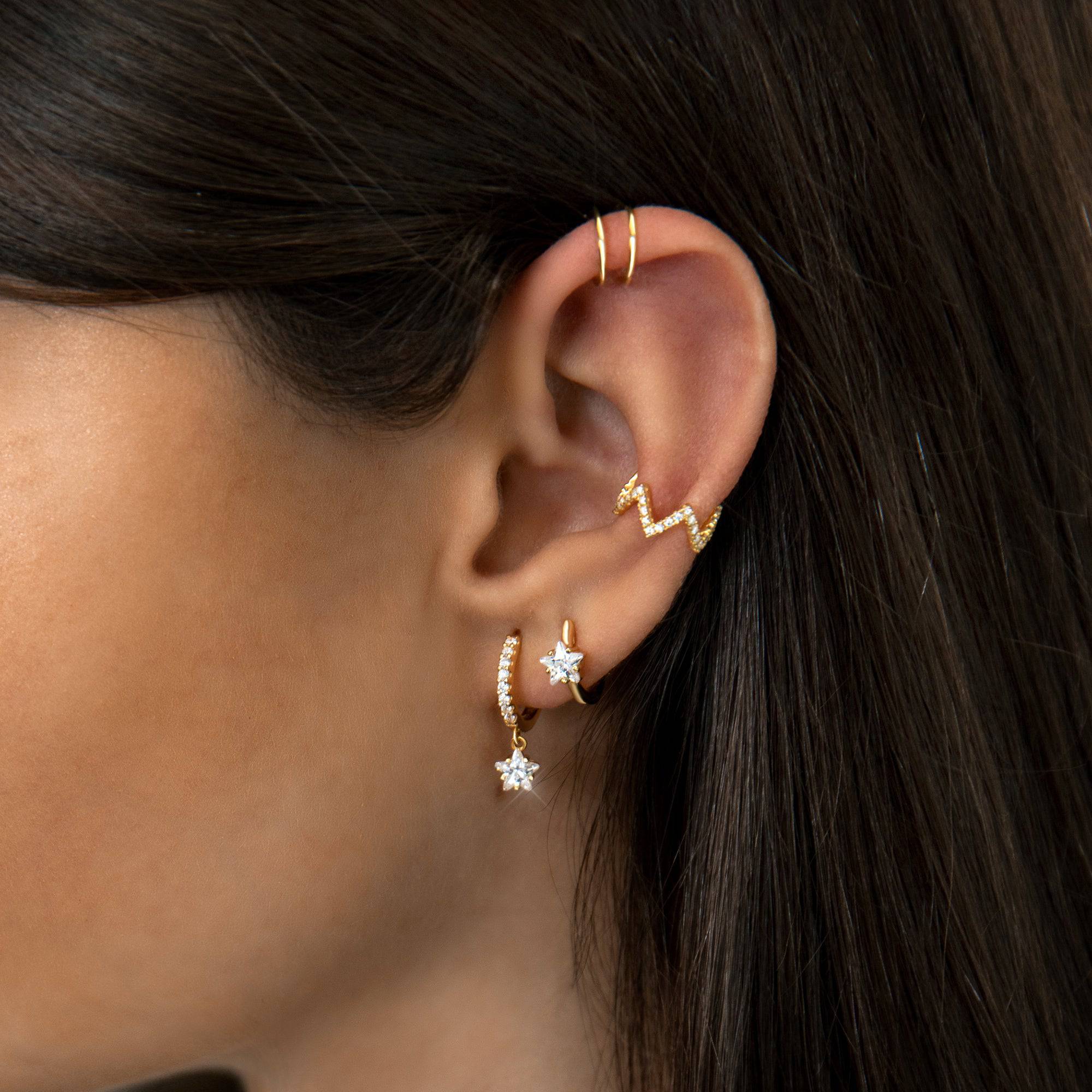 Striking Star Zirconia Pendant Earrings - Lunara Collection