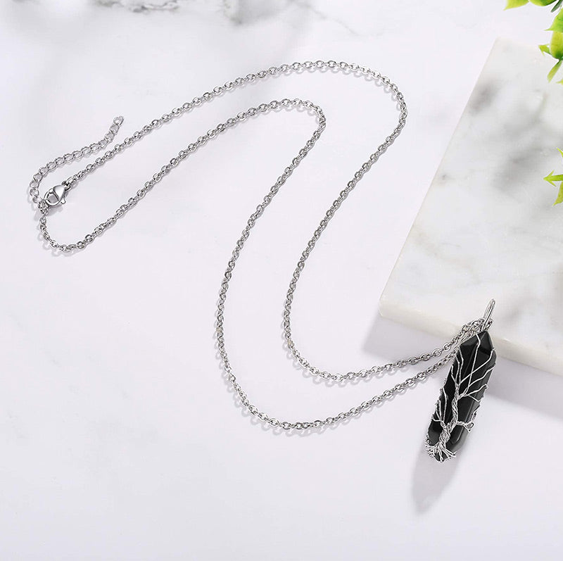 Elegant Tree of Life Gemstone Necklace with Sparkling Crystals - Elara 