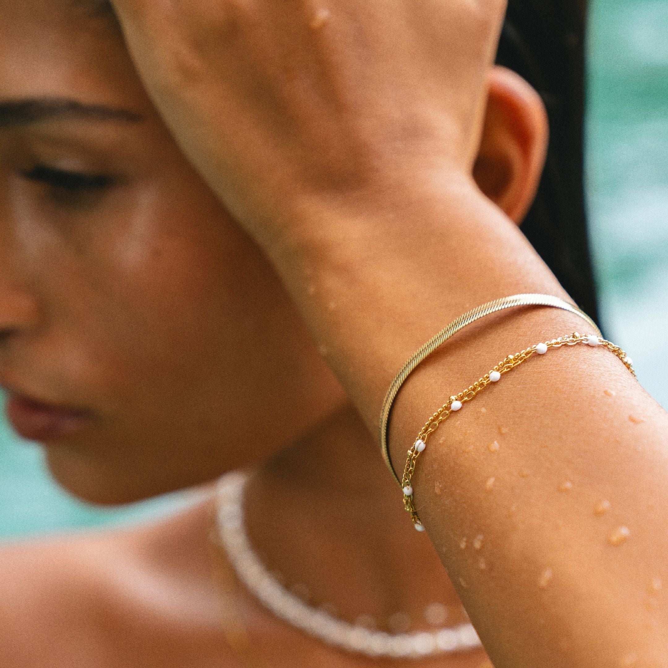 Elegant Double White Pearl Bracelet for Women - Liora