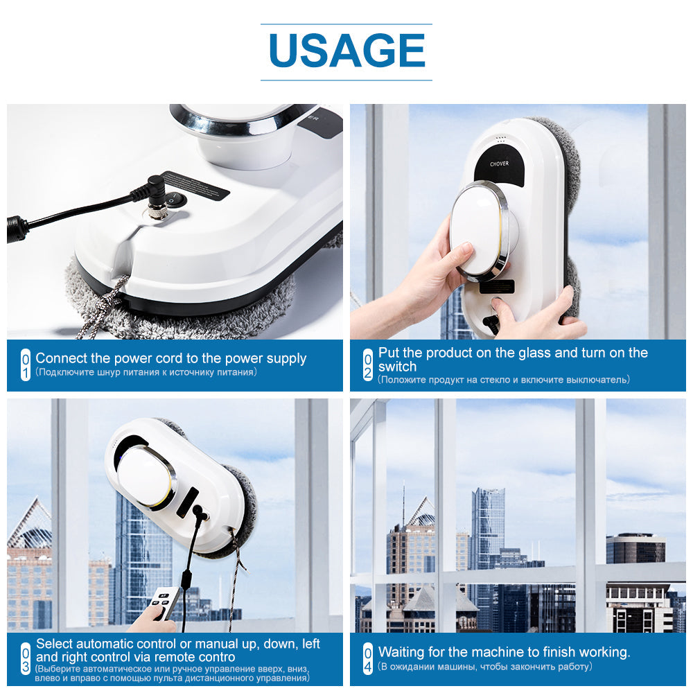 CleanBot - Smart Robot Window Cleaner with Remote Control